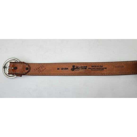 Justin Brown Top Grain Leather Belt C21254 Embossed Buckle Navajo Design Size 34 main image 6